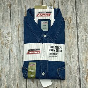 Big Mens Genuine Dickies Heavyweight Long Sleeve Denim Button Down Shirt Size 3X
